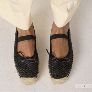275 Central Manaea Mary Jane Espadrille Black & Natural NEW Size 37 Or US 7 $156